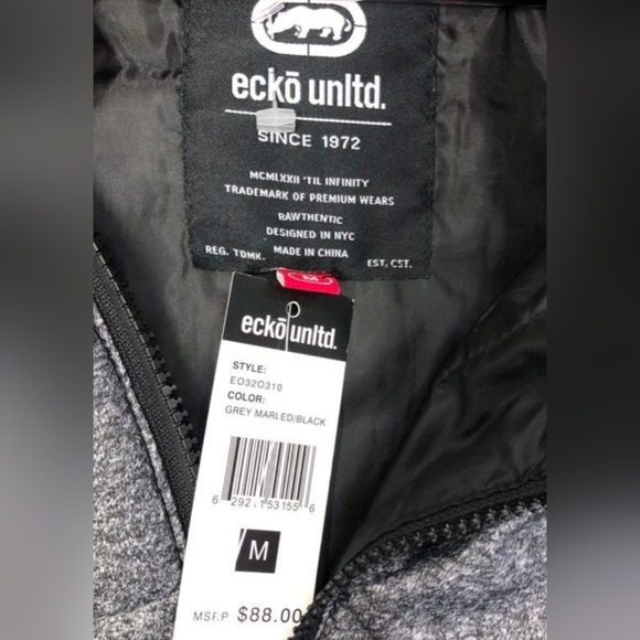 Ecko United Men's Black Full Zip Puffer/ Hybrid Jacket Size M NWT MSRP $88 - Picture 6 of 6